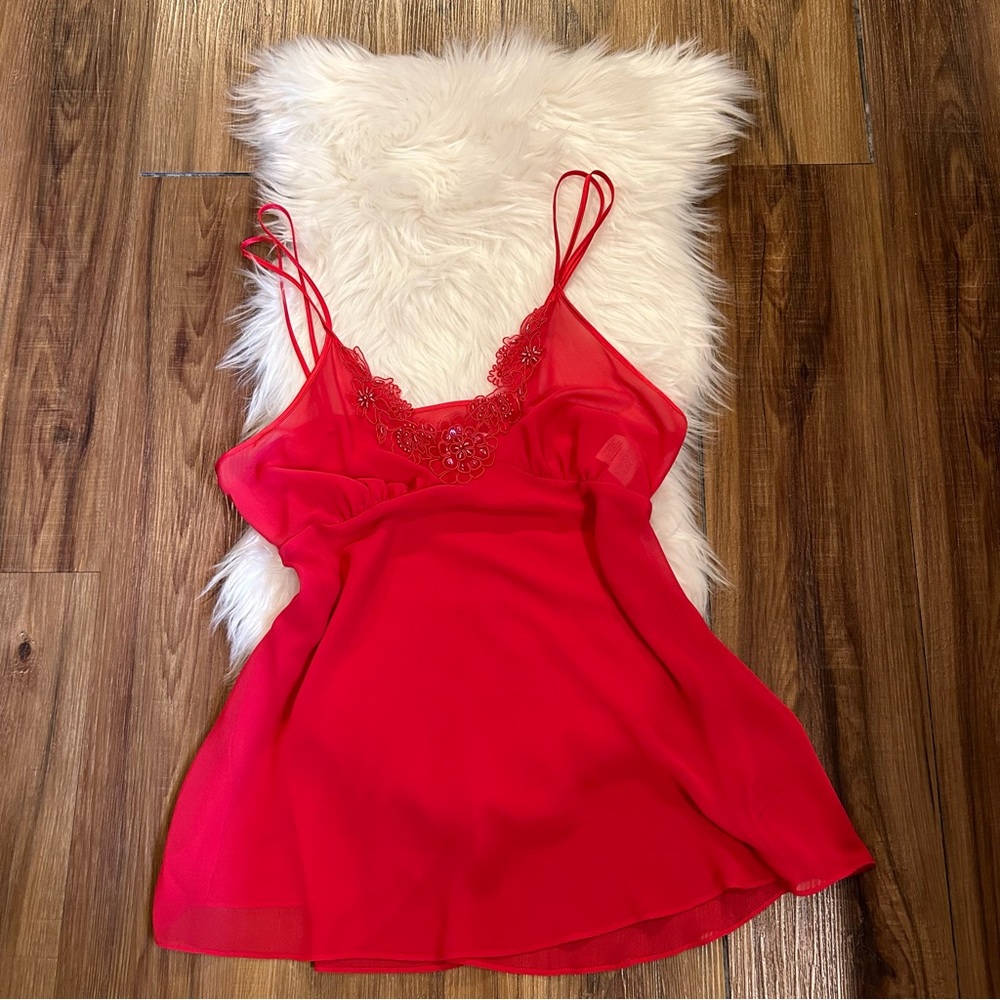 Vintage 90s secret treasures red slip dress lingerie size large